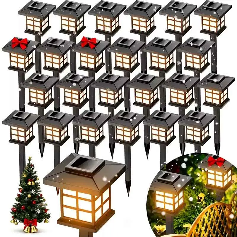 24/12-piece solar outdoor light set, IP44 waterproof pathway lights, LED landscape garden lights, suitable for walkways, driveways, gardens, and lawns — ideal decoration for autumn wedding parties