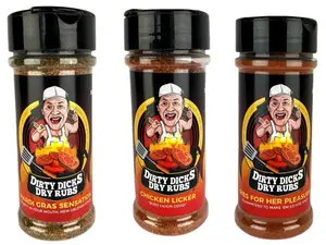 3 Pack , Mardi Gras – Chicken Licker – Ribs For Her Pleasure, Garlic Pepper Seasoning for Fajita BBQ & Poultry Dishes US Origin New Orleans Flavor Delight