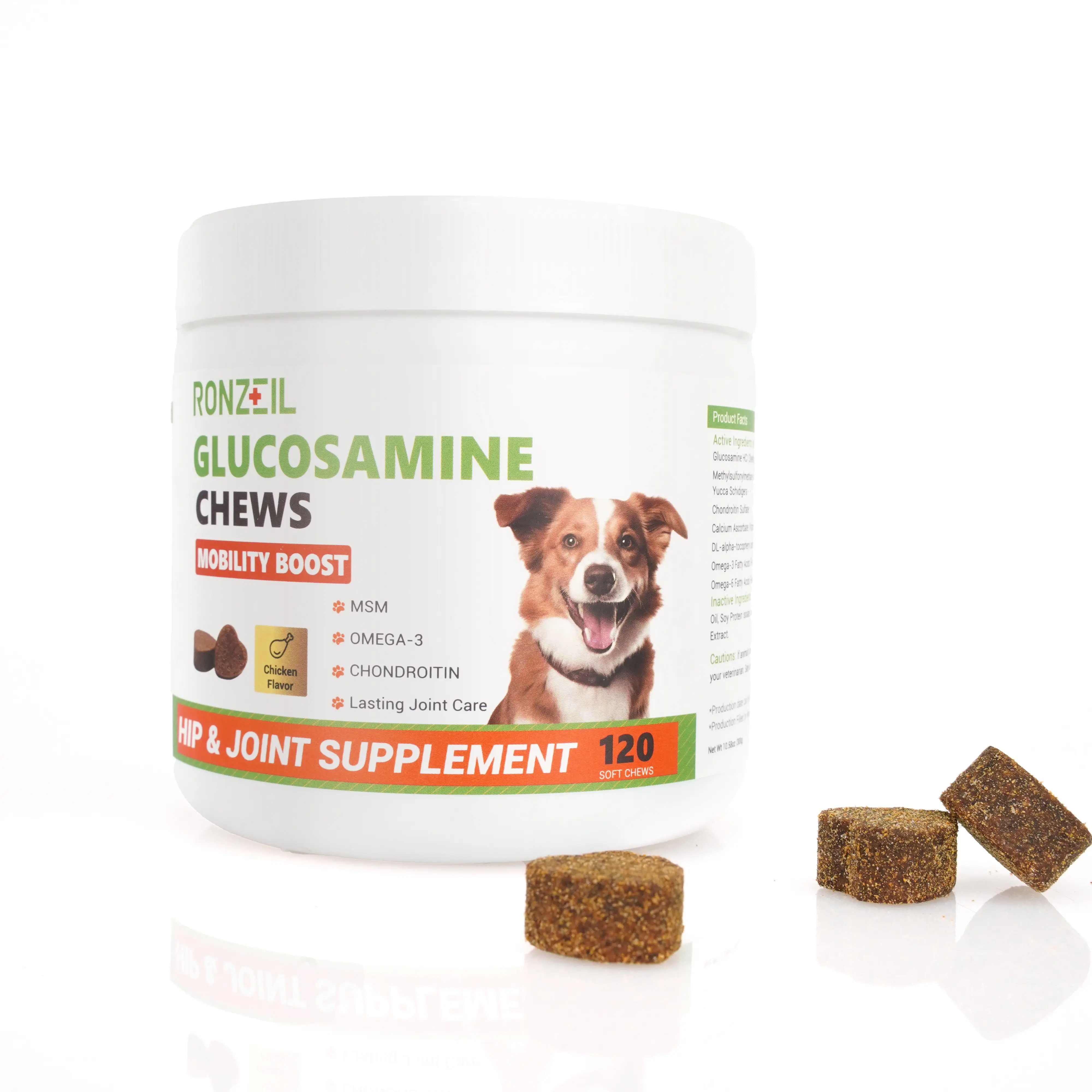 Ronzeil Glucosamine Chondroitin Hip and Joint Supplement for Dogs Chicken Flavor