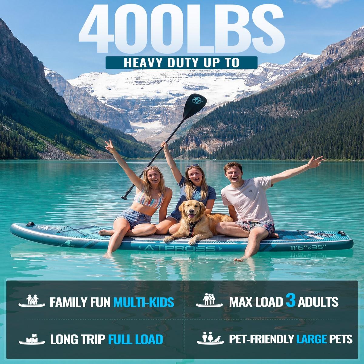 [Spring Glow Up] 11'6"×35" Inflatable Stand Up Paddle Board, 450LBS Capacity, Premium SUP with Kayak Seat for Paddling, Fishing, Yoga & Kayak, Wide Non-Slip Deck, Double-Ended Paddle, Two-Way Pump & Full Accessories