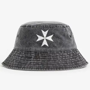 Unisex Street Vintage Bucket Hat Men Women Gift Retro Denim Fabric Washed Design Casual Outdoor Fashion Iconic Daily Wear Hat