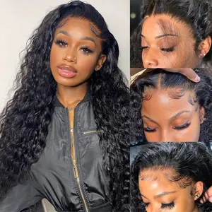 [13x6 GLUELESS WIG] Megalook Water Wave Glueless Transparent Lace Front Wigs Pre-everything Put on Go Wig for Women Black Natural Hairline Beginner Friendly