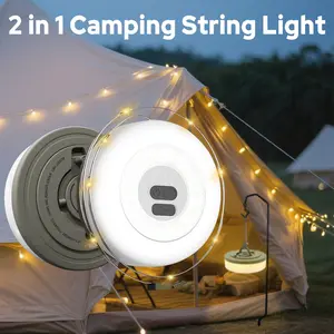 XTAUTO 1-Pack 32.8FT Rechargeable Waterproof LED Camping String Light Portable Hanging Lights for Outdoor Tent Awning Garden Party Festival Decor LED light Combo Waterproof Camping String Lights Outdoor Tent String Lights