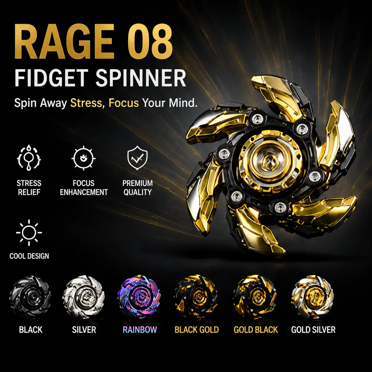 Fidget Spinner Toy, 1 Count Metal Design Stress Relief Toy, Open Armor Spinning Top Fidget Toy, Hand Spinner Toy for Adults, Stress Relief Fidgeting, Stress Relief Tools, Cool Gadgets, Metallic Finger Spinner, Fidget For Anxiety #GLOBAL PICKS
