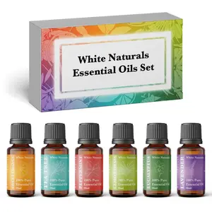 Top Organic Essential Premium Oils Set, Diffuser Fragrance Essential Oil Kit, Includes Peppermint/Tee Tree/Sweet Orange/Lemongrass/Lavender/Eucalyptus Oil- Pack of 6, Best Gift Oils Set