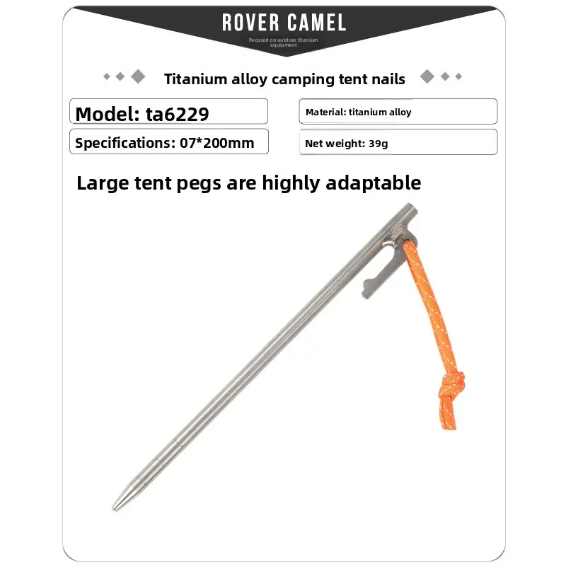 Titanium Tent Pegs Outdoor Camping Ground Nails for Sand & Gravel Terrains Heavy Duty Tent Stakes Titanium Tent Pegs Outdoor Camping Ground Nails for Sand & Gravel Terrains Heavy Duty Tent Stakes