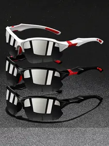 3 pairs of the latest unisex Clashing colors semi-frame Sports Cycling Sunglasses, available in multiple colors. Equipped with UV400 lenses for UV protection, suitable for various outdoor activities.