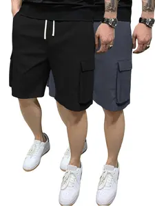 Men’s 2-Pack Summer Drawstring Cargo Shorts, Loose Fit, Fashionable Casual Style for Vacation, Outdoor Use, Sports, Commuting/Work, Fishing, Basketball, Camping, Gym, Great Gift for Boyfriend or Husband