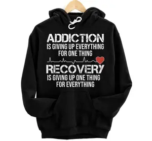 Personalized Addiction VS Recovery AA NA Heartbeat for a Clean Sober Life Pullover Hoodie