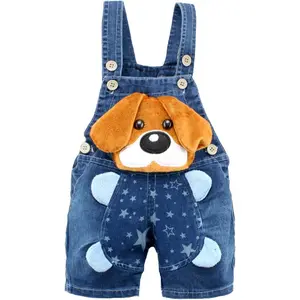 Baby Cute Summer Jean Overalls,Toddler Denim Cartoon 3D Animal Shortalls
