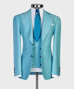 Azure Peak Three-Piece Suit | Wide Peak Lapel & Double-Breasted Waistcoat
