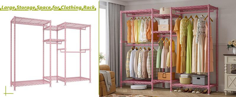 Raybee Clothes Rack Heavy Duty Clothing Rack Load 905LBS Clothing Racks for Hanging Clothes Rack Metal Garment Rack Heavy Duty Clothes Rack Free Standing Wardrobe Closet Organiser Hangable, 77" Hx75 Wx17.8 D [NewYearNewMe]