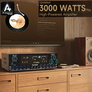 Areyourshop Updated High-Power Amplifier 5.1-Channel Home Karaoke Stereo Subwoofer Amplifier with Remote Control - Bluetooth, Mic Inputs&USB/SD Playback