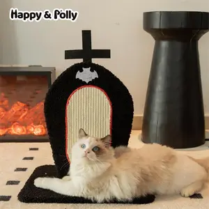 Gothic Spooky No-Chipping Sisal Cat Scratcher Durable Interactive Cat Tower Scratching Toy for Healthy Play Experience of Indoor Kittens