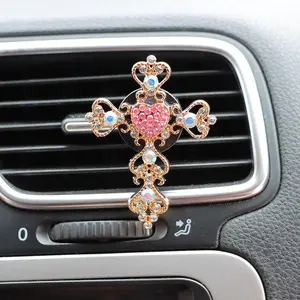Rhinestone Decor Car Air Vent Decoration, Cute Cross Design Car Air Outlet Decoration, Car Interior Decoration Accessories for Women & Girls, Car Ornament, Car Interior Accessory, Car Trinkets