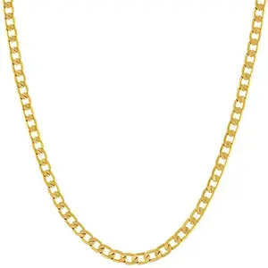 LIFETIME JEWELRY Beveled Cuban Link Curb Chain Necklaces 24k Real Gold Plated (3mm, 6mm & 9.5mm) (16 inches, 3mm, Gold)
