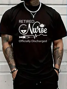 100% Cotton Retired Nurse Officially Discharged Retirement Party Gift T-Shirt Women's Men's Graphic Tee Crew Neck summer vacation Tops