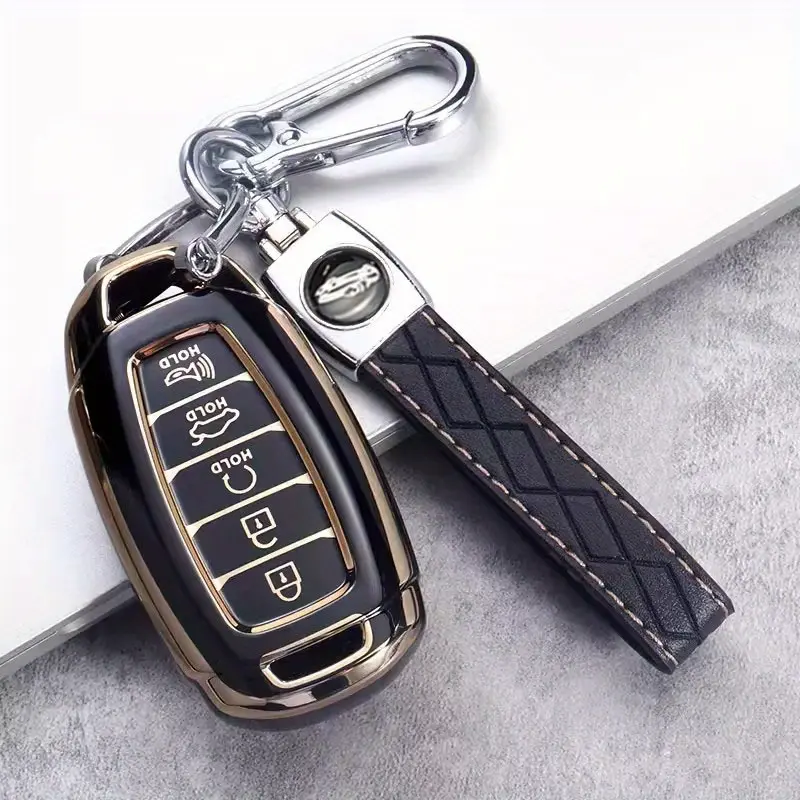 TPU Car Key Fob Cover Shell for Hyundai Palisade 2023, Elantra GT, Santa Fe - 5 Buttons, Soft Smart Key Case with Full Protection