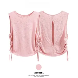Women's Summer Yoga Top Lightweight Tank-Style Sports Shirt Loose Sleeveless Fitness Pullover Beach Sports T-Shirt New Style Workout Tank Training Vest