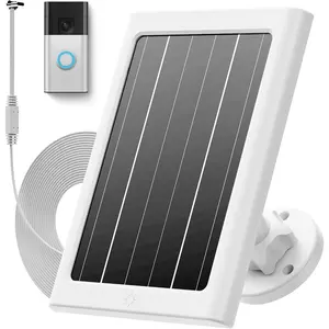 5W Solar Panel for Ring Doorbell Ultrathin Type-C Charging Port with 13.1Ft Cable Solar Charger for Doorbells Weatherproof Fast Charging Solar Power