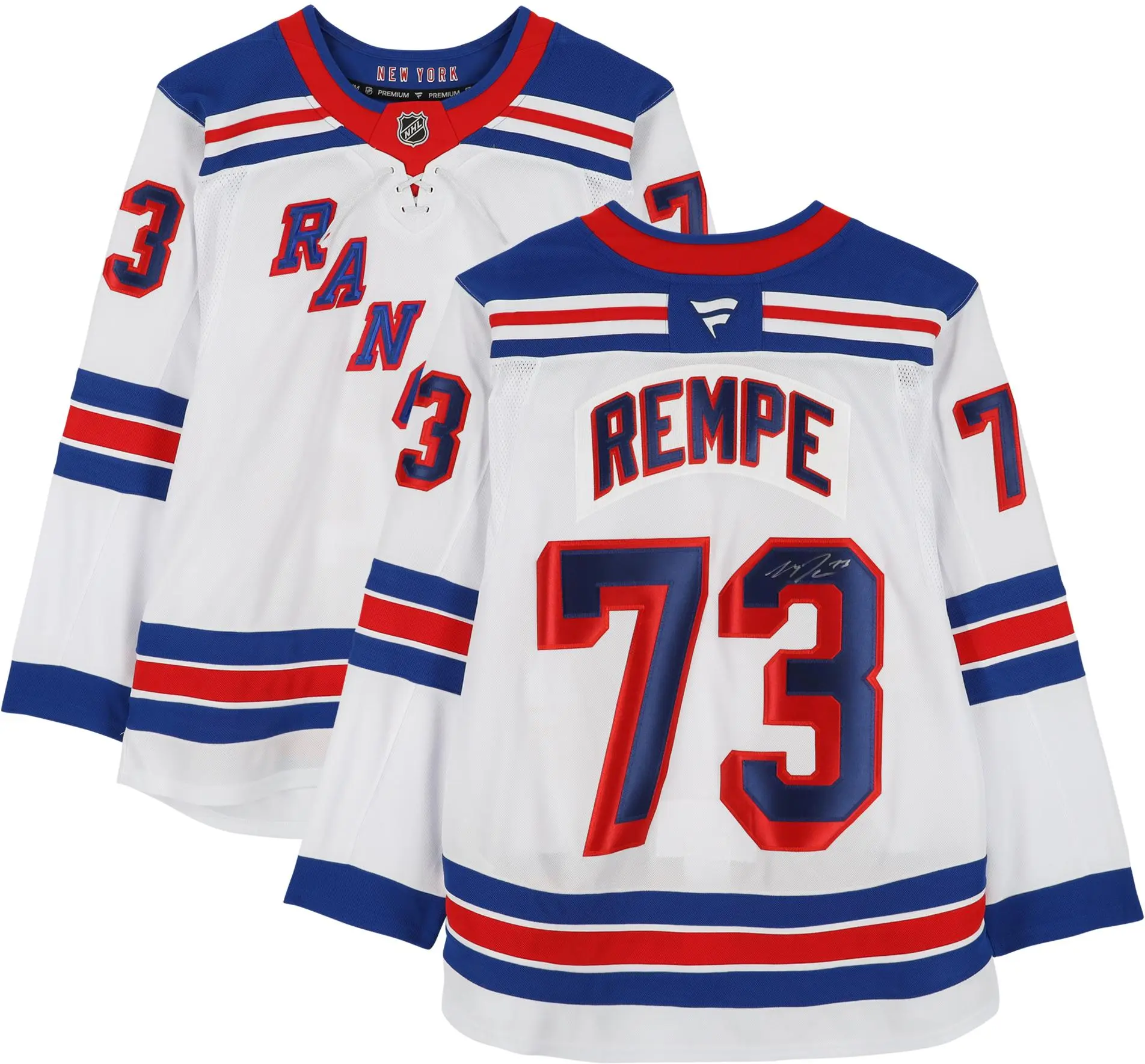 Matt Rempe New York Rangers Autographed White Fanatics Premium Jersey - Fanatics Authentic Certified