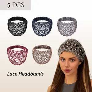 Enchanted Garden Lace Set-5 Pcs Pearl & Floral Accents-Convertible Bridal Hair Accessories-Elegant Headband Collection