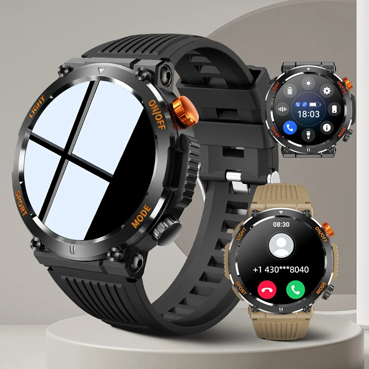 QTLJJBY Outdoor Sports Smartwatch for Men (answering/making Calls) the Latest Android iPhone Wireless Tactical Smartwatch from 2023 Sturdy and Durable Outdoor Fitness Tracker AI Voice Pedometer Sleep 450mAh Battery