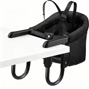 hook  on  high  chair Virplik Hook On High Chair, Portable Foldable Clip-On Baby High Chair with Aluminum Clamp and 3-Point Harness, Black