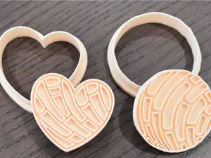 Concha Fondant & Cookie Cutter Set with Stamp - Orange, Green, Brown, Tan - 2 Inches,Food-Safe PLA & PETG