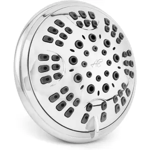 6 Function Adjustable Luxury Shower  - High  Boosting, Wall Mount, Bathroom Showerhead For Low Flow Showers, 2.5 GPM - Chrome