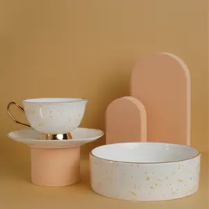 Max & Me - Gold Speckled Tea Cup and Dog Bowl Set