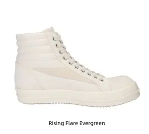 Off-White High-Top Canvas Sneakers with Matching Leather Accents and Chunky Rubber Sole