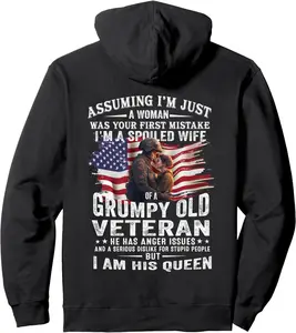 I'm A Spoiled Wife Of A Grumpy Old Veteran (On Back) Pullover Hoodie