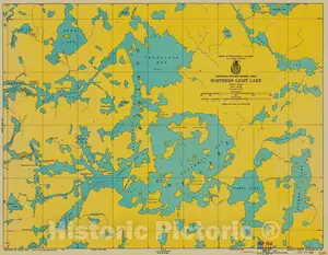 Minnesota-Ontario Border Lakes Northern Light Lake Nautical Chart 1950 Map Print