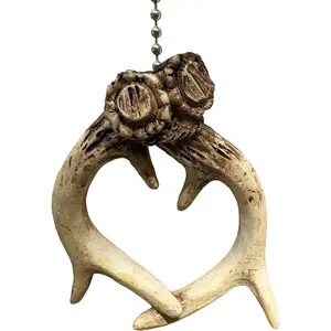 Double Antler Ceiling Fan & Pull Chain - Rustic Cabin Lodge Deer Horn Decor
