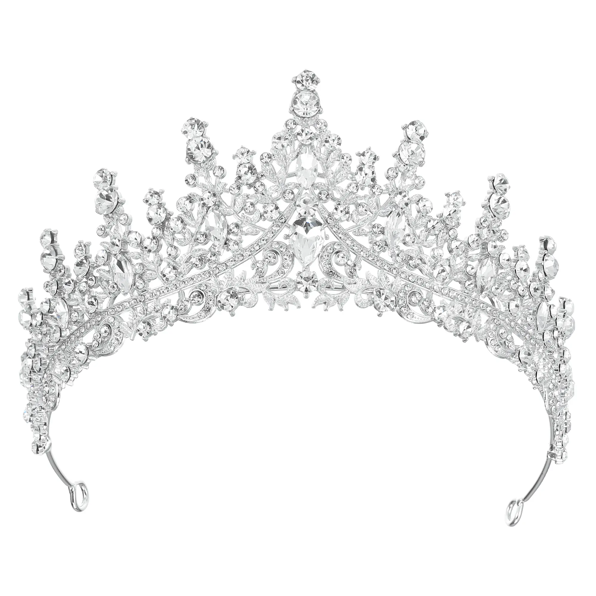 CHEIBEAR Women's Faux Crystal Queen Crowns Tiara, Princess Rhinestone Tiaras, Wedding Birthday Party Cosplay Hair Accessories, Silver Tone White