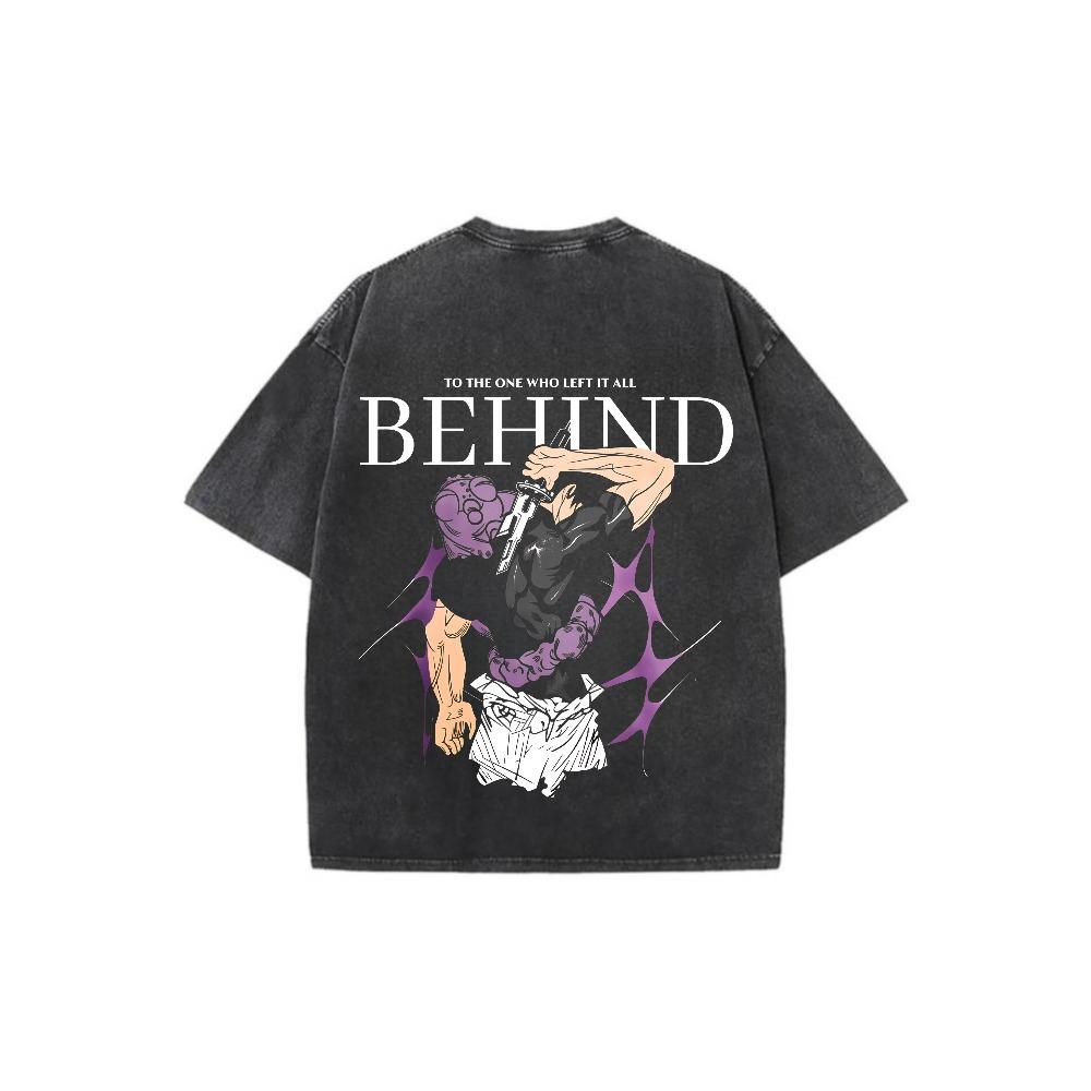 Jujutsu Kaisen Toji Fushiguro Washed Oversized T-Shirt, Toji Behind Anime Graphic Tee, Vintage JJK Streetwear For Men