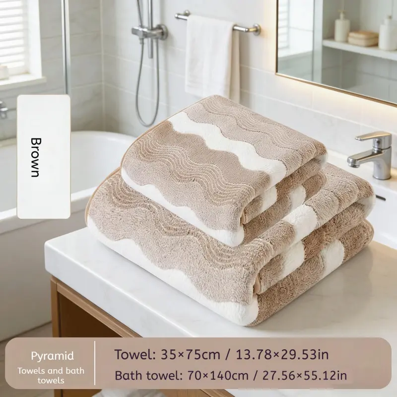 Luxurious Coral Fleece Premium Absorbent Towel Set 2pcs, Soft Absorbent Towel Plush Comfortable Elegant Quick-Drying, 70*140cm Bath + 35*75cm Hand Towel, Body Towels for Home Hotel Spa Swimming Gift Quick Dry Towels