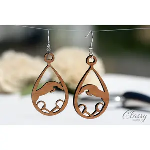 Jumper with Snaffle Bit Hardwood Equestrian Earrings