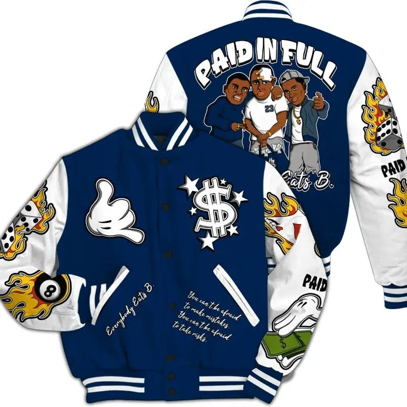 Everybody Paid In Full Varsity Jacket For SB White Navy 4s Hoodie, Hooded Long Sleeve T-Shirt, Casual Lightweight Hoodie Tee