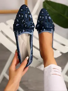 Women's Fashion Leopard Print Knot Design Loafers, Casual Comfortable Breathable Flat Shoes, Lightweight Breathable Shoes for Daily Wear