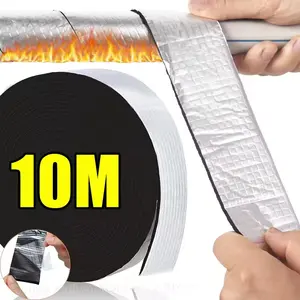 Super Long Outdoor Aluminum Foil Insulation Roll, 10m Fireproof Adhesive Tape, Easy Cut & Install for Pipes and Air Conditioning Ducts