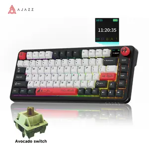 [New Year Sale] AJAZZ AK820MAX PLUS Wireless Mechanical Keyboard with TFT Screen and Knobs, Gasket Architecture Keyboard 75%, Hot Swappable Gaming Keyboard, PC/Mac/Linux Compatible,Christmas Gifts