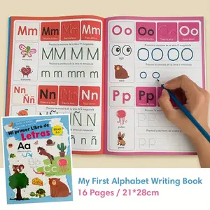 A4 Spanish Letter Writing Practice Book, Early Education Learning Notebook for Toddlers, Control Pen Skills Development