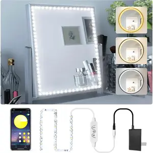 LED Vanity Lights for Mirror,13ft Led Vanity Mirror Lights Kit Dimmable Color and Power  Brightness Lighting Fixture Strip Lights for Mirror APP Control for Makeup Vanity Table Bathroom