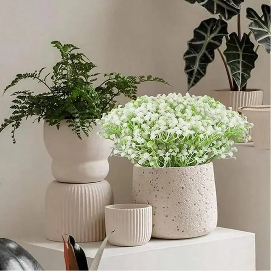 White Artificial Baby's Breath Flowers, 40pcs 11in/28cm Individual Stems, Decorative Gypsophila for Wedding Bouquets, Centerpieces and Home Decor