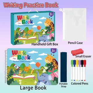 A children's early education English learning book that can be written on multiple times, a quiet book, Learning Materials, containing content such as color and shape recognition, English letter learning, number learning, using thick laminated cardstock