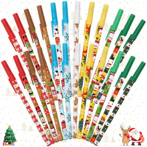 24 count Christmas Ballpoint Pens, Assorted Patterns Xmas Stick Pens for Christmas  Decor Party  Daily Writings(12 Styles)