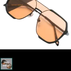Eyerock Side Bar Square Aviator Sunglasses with Amber Lenses and Black Frame