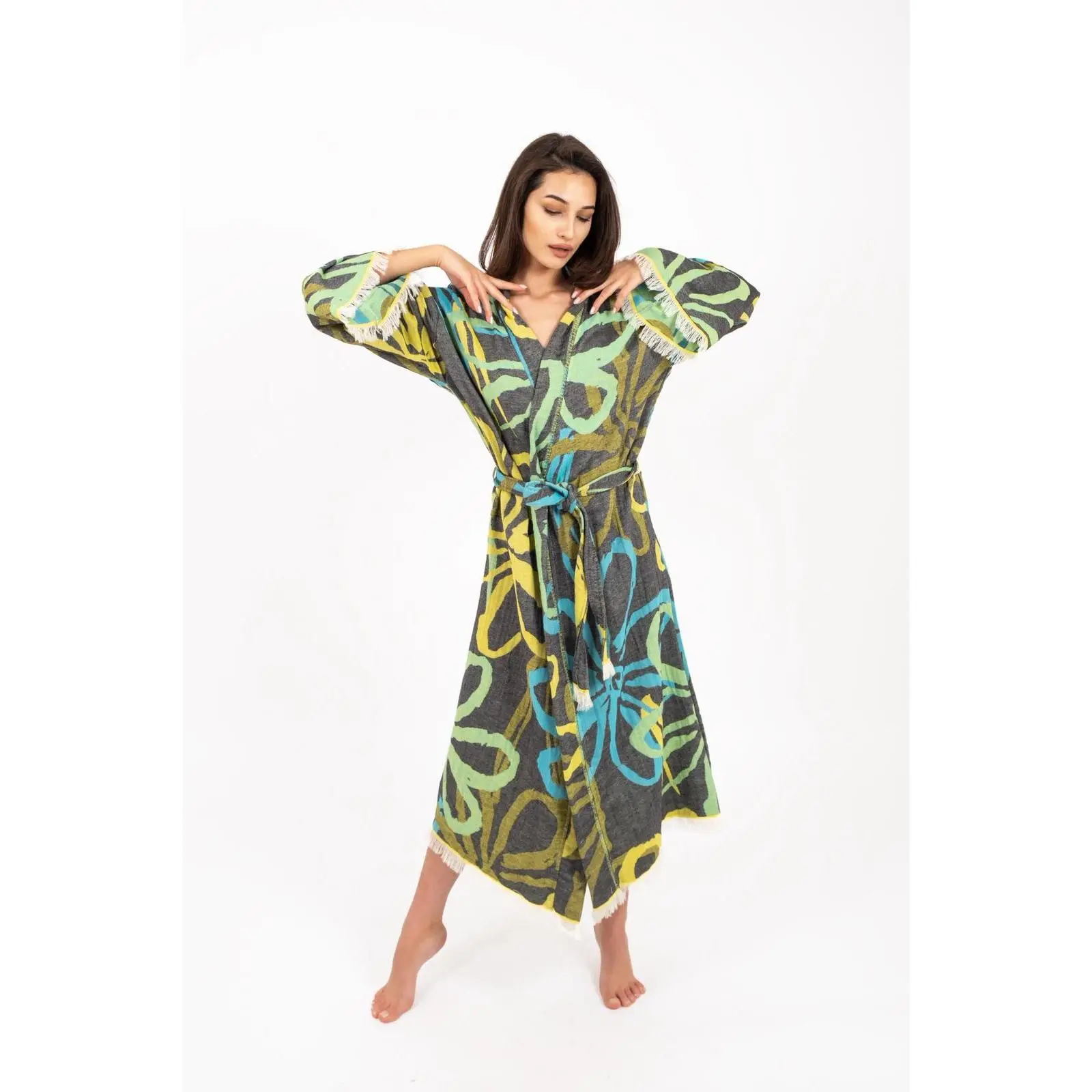Salvia Turkish Cotton Peshtemal Bathrobe